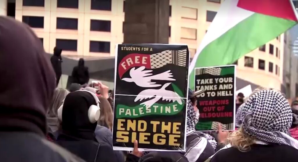 fiery anti-war protests in Melbourne