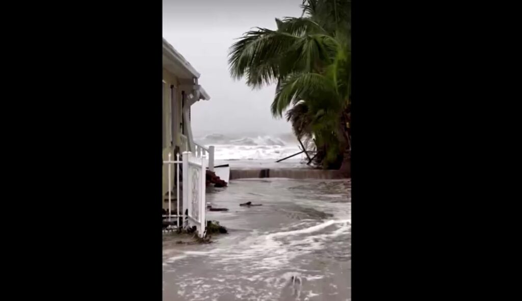Surging waves crash on shores brought by Hurricane Helene menacing Florida