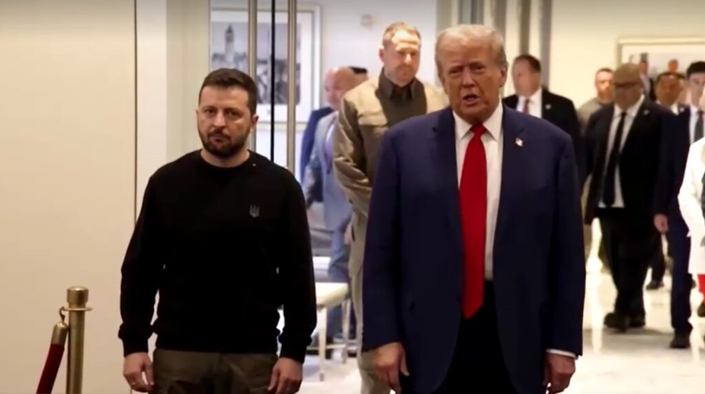 Trump and Ukrainian President Volodymyr Zelenskiy in New York September 27, 2024