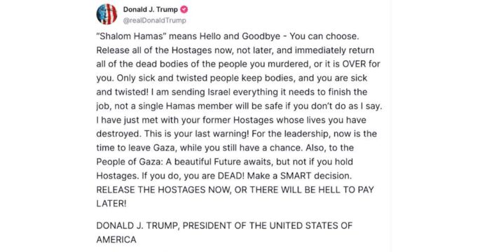 Trump warns Hamas as US holds unprecedented talks for Gaza hostages