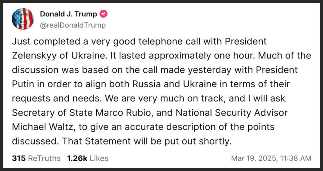 Trump speaks to Ukraine's Zelenskiy after Putin call