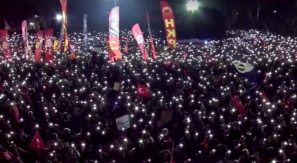 Thousands gather in Istanbul for sixth night to protest jailing of city mayor