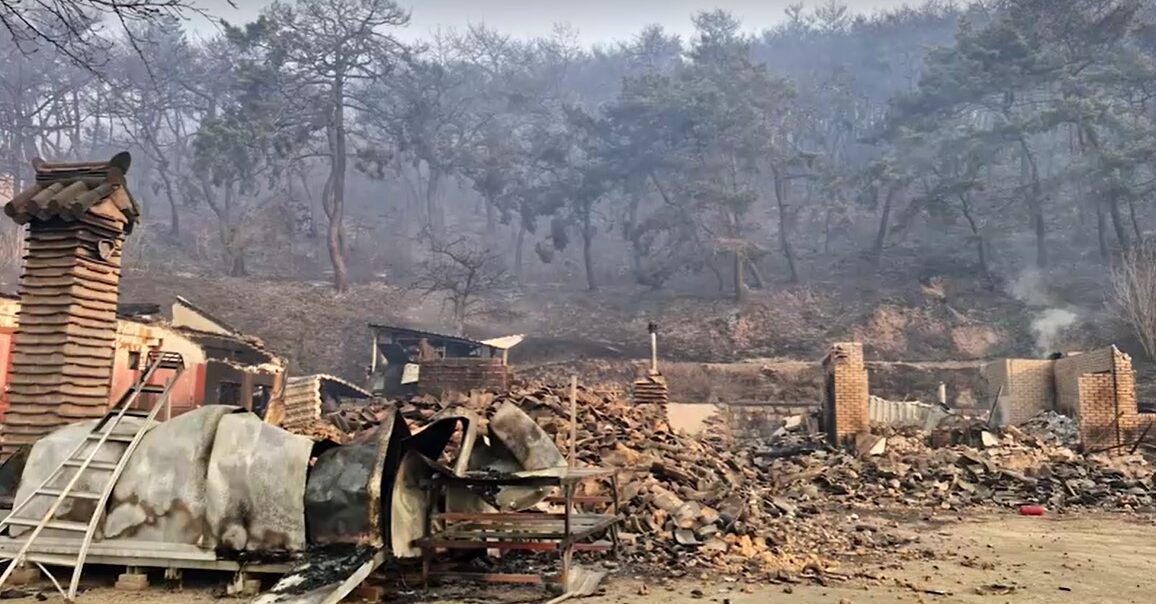 South Korea wildfire destroys historic temple