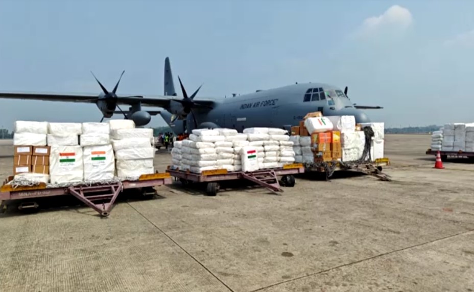 Earthquake relief aid from India arrives in Myanmar
