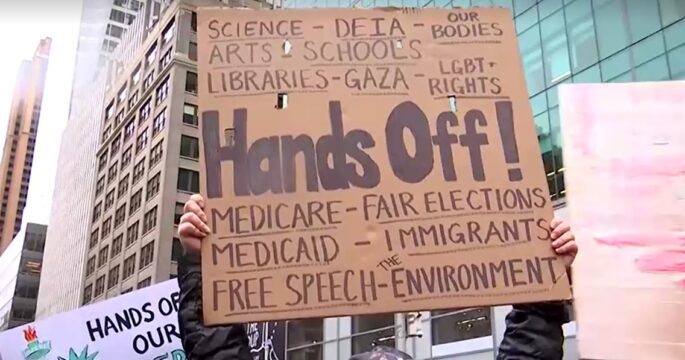 Anti-Trump demonstrators in New York