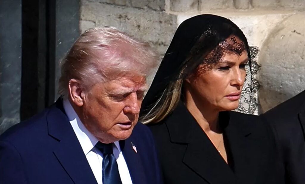 Trump and Melania at funeral mass of Pope Francis at Vatican