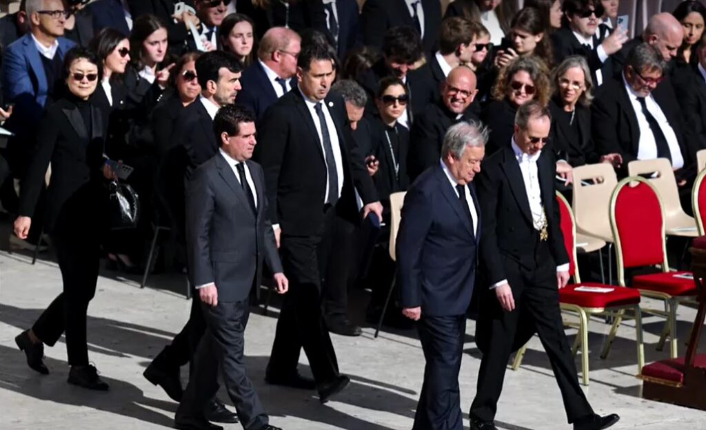 UN Secretary Guterres at funeral mass of Pope Francis at Vatican