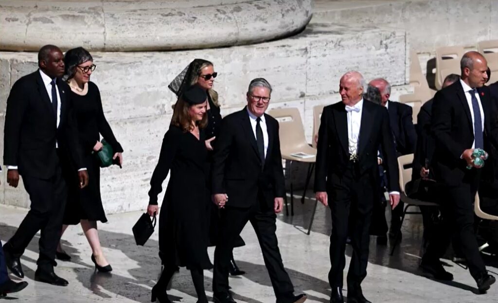 British PM and wife at funeral mass of Pope Francis at Vatican