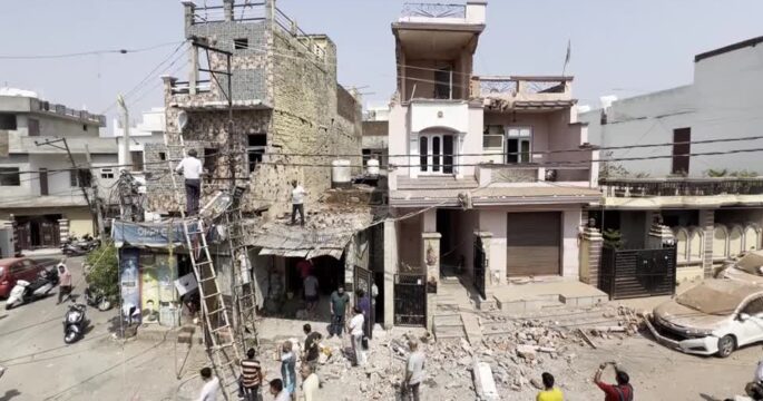Destruction in Indian-administered Jammu following Pakistan military operation