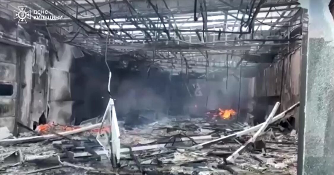 Firefighters combat blaze in Kyiv after Russian drone attack