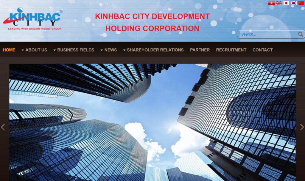 Kinhbac City Development's website