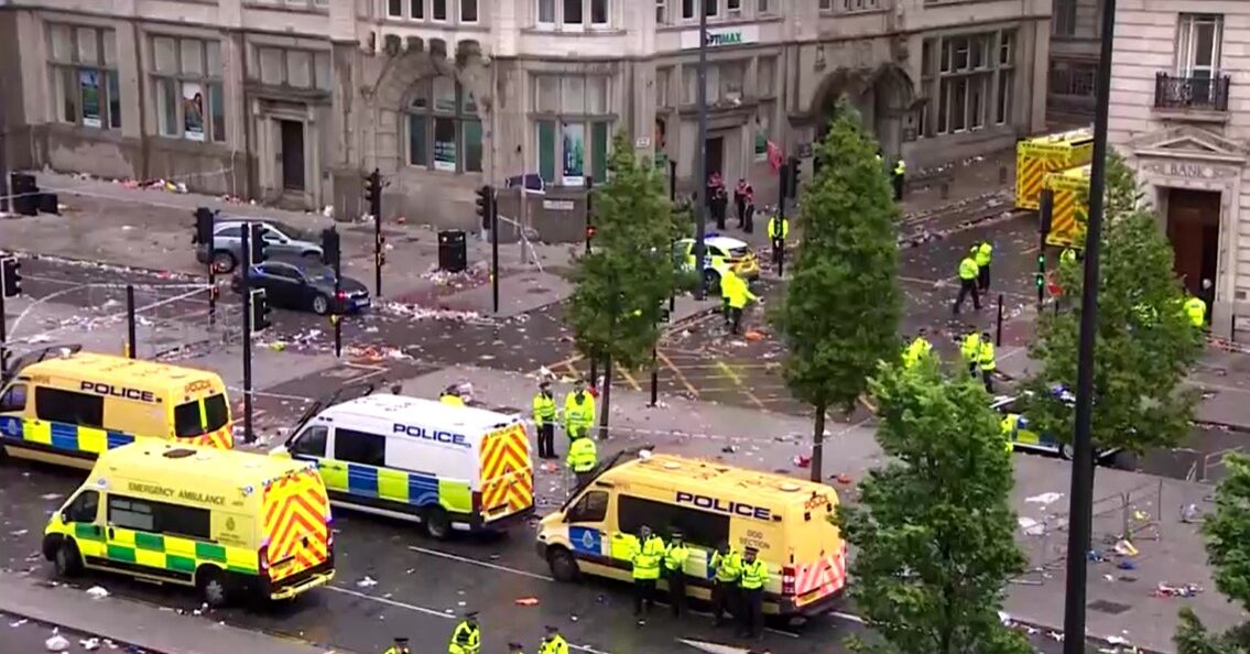 Emergency crew responds to reports car hit pedestrians during Liverpool title parade