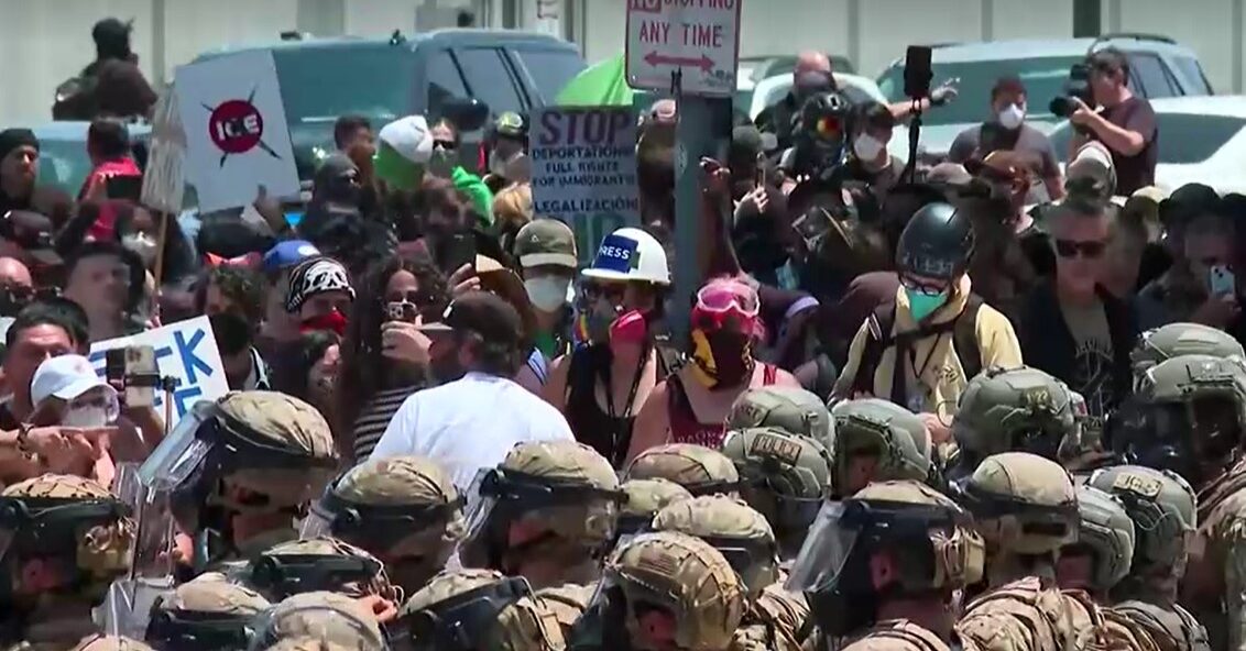 Protesters face off National Guard in LA