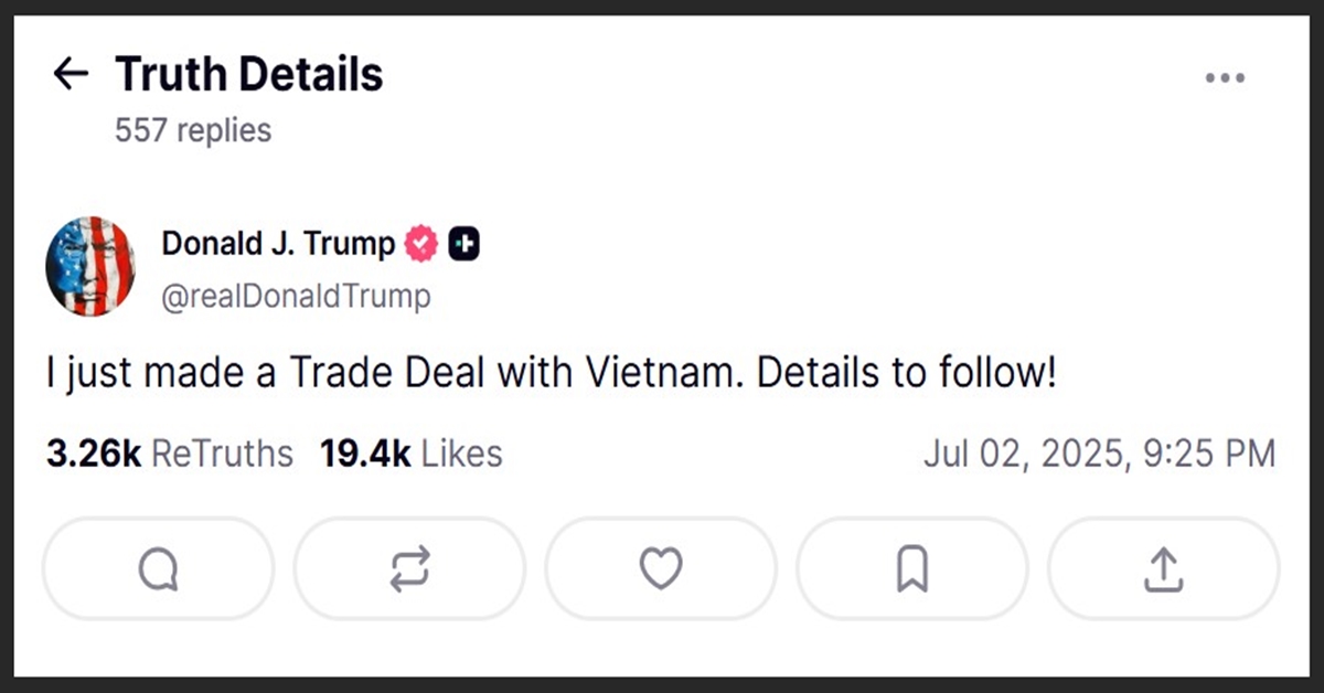 Trump posts made deal with Vietnam