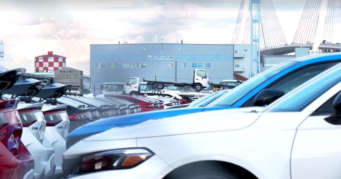 cars waiting for export in China