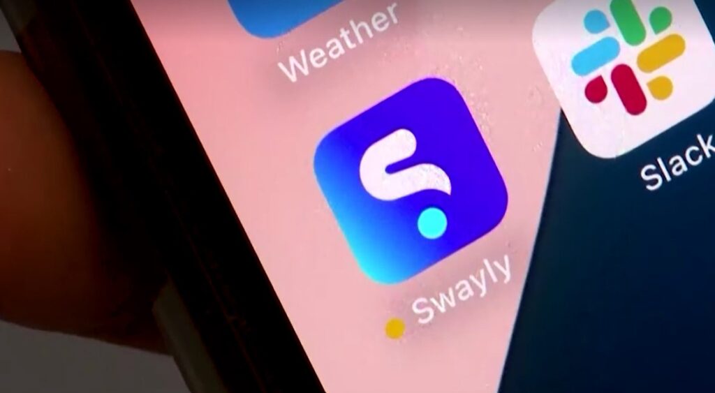 Screen shown Swayly app